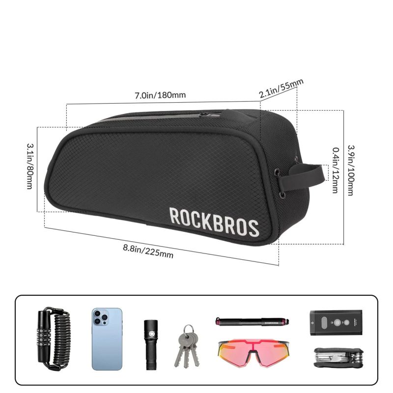 Torba rowerowa Rockbros TL004 ROAD TO SKY 0,7 l na ramę wodoodporna - czarna - obrazek 3