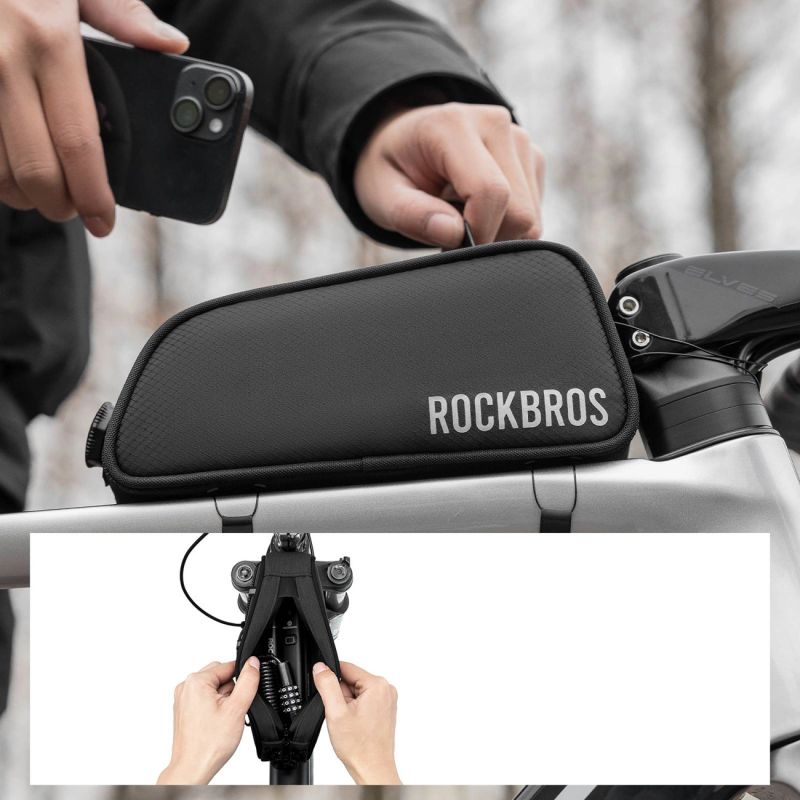 Torba rowerowa Rockbros TL004 ROAD TO SKY 0,7 l na ramę wodoodporna - czarna - obrazek 5