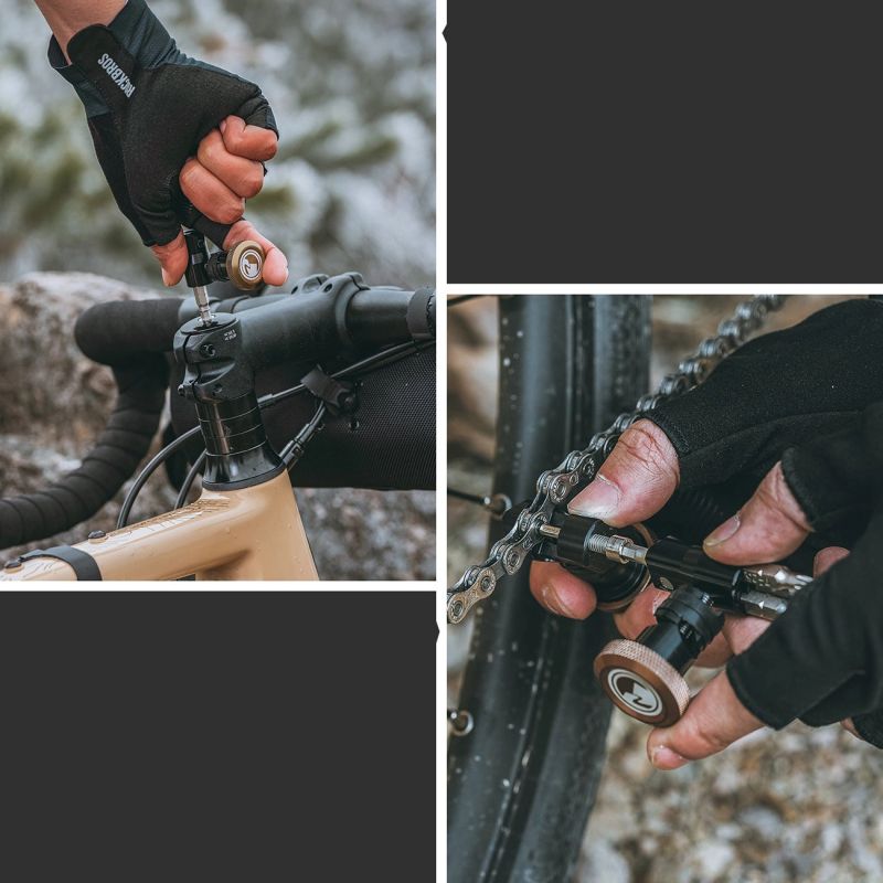 Multitool rowerowy Rockbros ROAD TO SKY VK-KC10 6w1 chowany w kierownicy - brązowy - obrazek 12