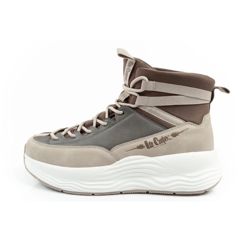 Lee Cooper buty sportowe sneakersy damskie modne wygodne za kostkę beżowe - obrazek 2