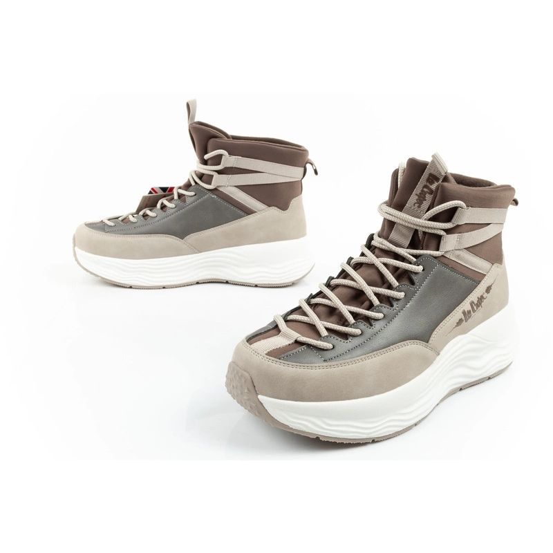 Lee Cooper buty sportowe sneakersy damskie modne wygodne za kostkę beżowe - obrazek 8