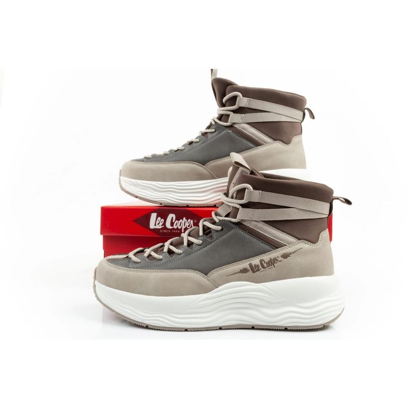 Lee Cooper buty sportowe sneakersy damskie modne wygodne za kostkę beżowe - obrazek 10