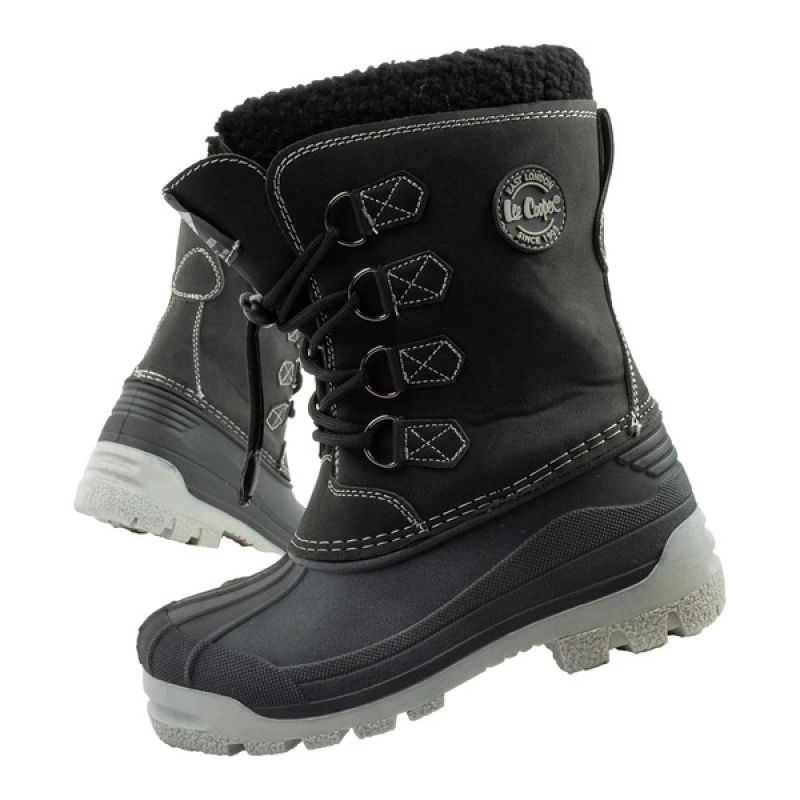 Lee Cooper buty zimowe śniegowce dziecięce ocieplane dla chłopca czarne