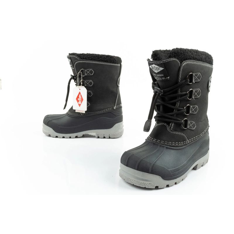 Lee Cooper buty zimowe śniegowce dziecięce ocieplane dla chłopca czarne - obrazek 8