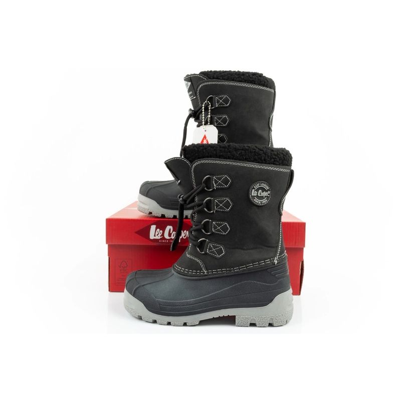 Lee Cooper buty zimowe śniegowce dziecięce ocieplane dla chłopca czarne - obrazek 10