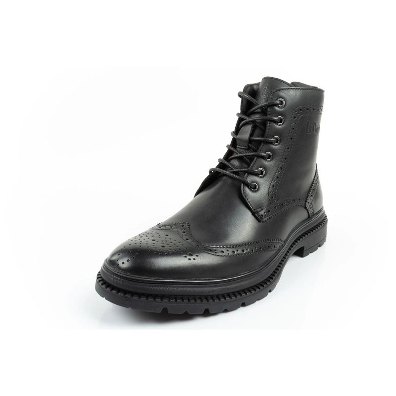 Lee Cooper buty męskie sztyblety trzewiki eleganckie skórzane czarne - obrazek 3