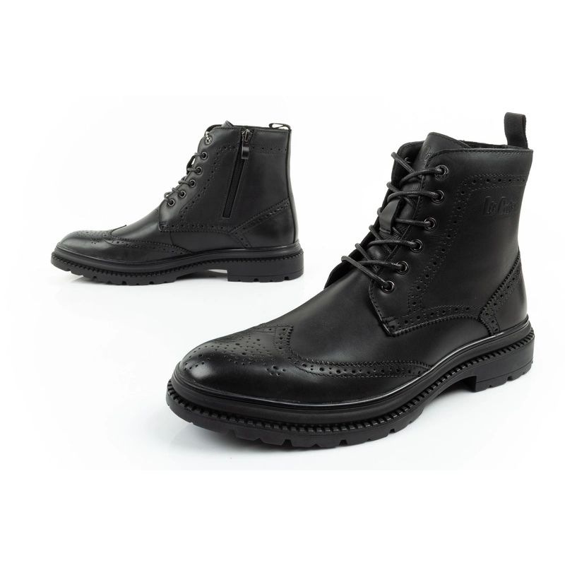 Lee Cooper buty męskie sztyblety trzewiki eleganckie skórzane czarne - obrazek 8