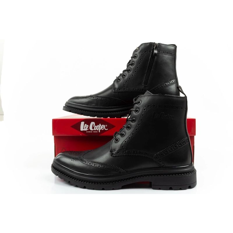 Lee Cooper buty męskie sztyblety trzewiki eleganckie skórzane czarne - obrazek 10