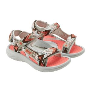 Lee Cooper buty damskie sandały na rzepy na lato na plażę lekkie szare różowe