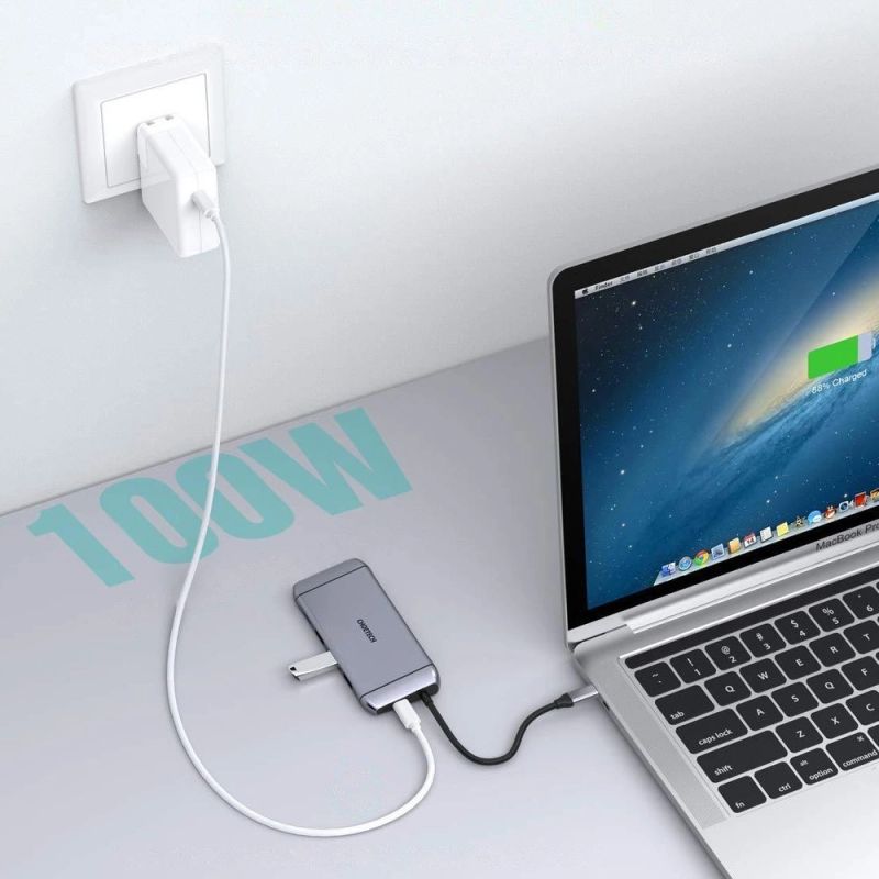 Choetech 9w1 wielofunkcyjny HUB USB Typ C - 3x USB 3.2 Gen 1 / czytnik kart SD i TF / HDMI 4K 30Hz / VGA Full HD 60Hz / USB Typ C / RJ45 szary (HUB-M15 gray) - obrazek 4