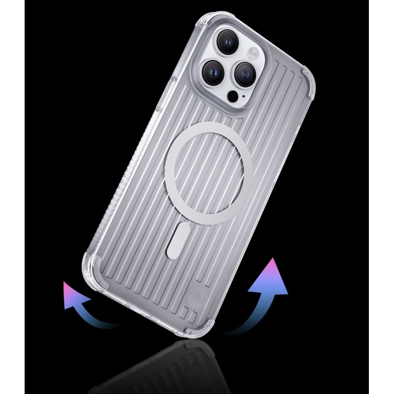Kingxbar PQY Go Out Series magnetyczne etui iPhone 14 Plus MagSafe srebrne - obrazek 5