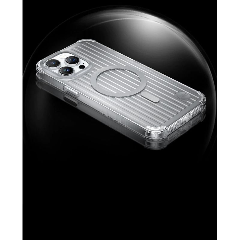Kingxbar PQY Go Out Series magnetyczne etui iPhone 14 Plus MagSafe srebrne - obrazek 11