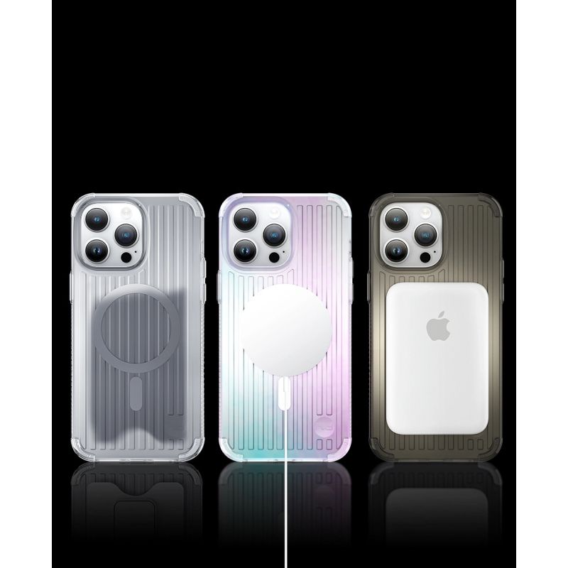 Kingxbar PQY Go Out Series magnetyczne etui iPhone 14 Plus MagSafe srebrne - obrazek 12