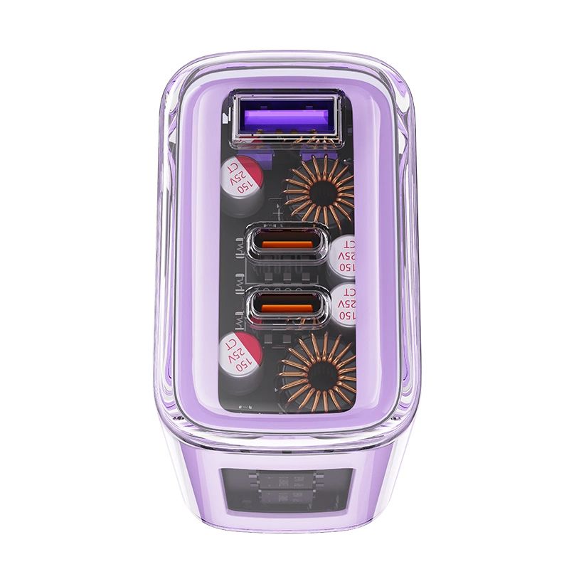 Acefast ładowarka GaN 65W 3 porty (1xUSB, 2xUSB C) fioletowa (A45) - obrazek 5
