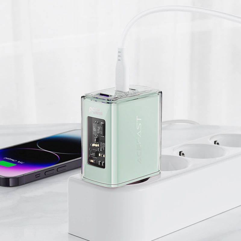 Acefast ładowarka GaN 65W 3 porty (1xUSB, 2xUSB C) fioletowa (A45) - obrazek 10