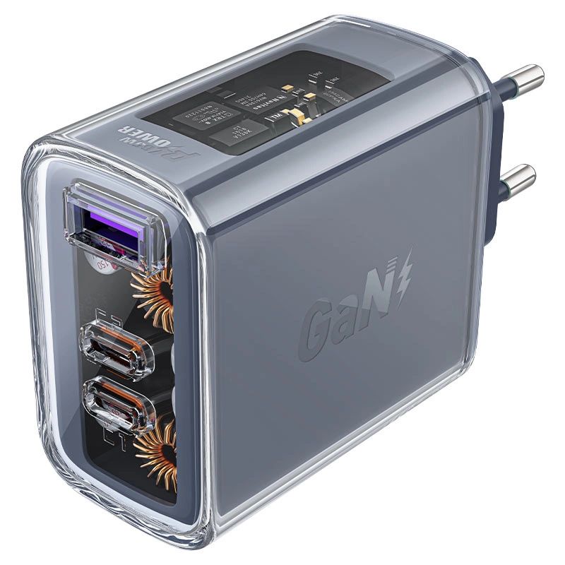 Acefast ładowarka GaN 65W 3 porty (1xUSB, 2xUSB C) zielona (A45) - obrazek 2