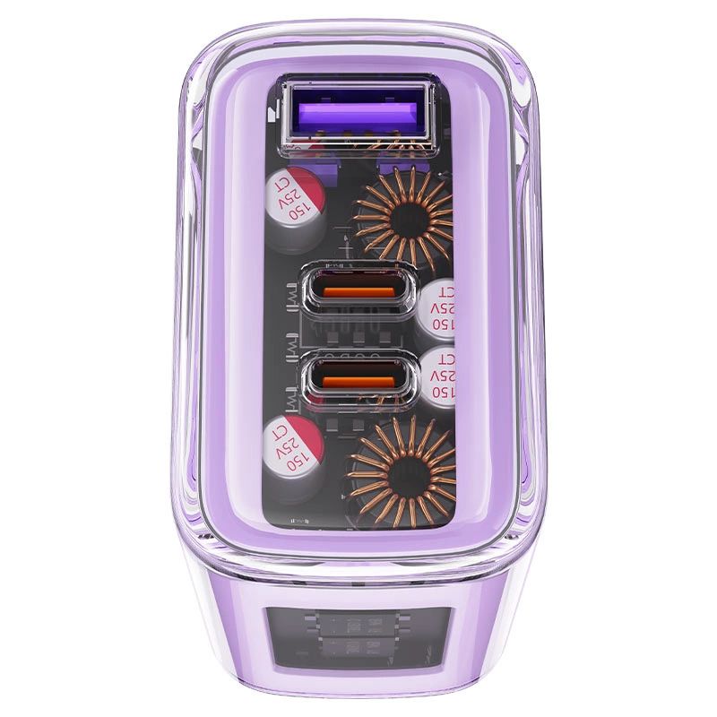 Acefast ładowarka GaN 65W 3 porty (1xUSB, 2xUSB C) zielona (A45) - obrazek 4