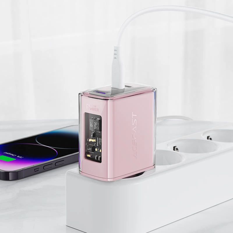 Acefast ładowarka GaN 65W 3 porty (1xUSB, 2xUSB C) zielona (A45) - obrazek 6