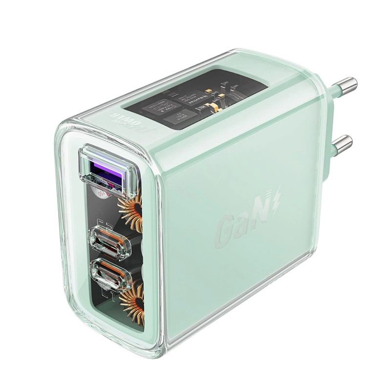 Acefast ładowarka GaN 65W 3 porty (1xUSB, 2xUSB C) zielona (A45) - obrazek 9