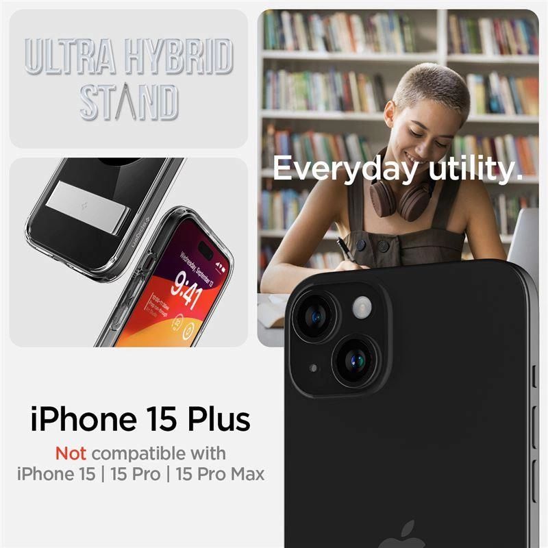 Etui Spigen Ultra Hybrid S MagSafe z podstawką do iPhone 15 Plus - czarne - obrazek 2