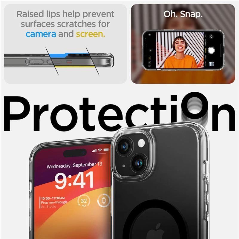 Etui Spigen Ultra Hybrid S MagSafe z podstawką do iPhone 15 Plus - czarne - obrazek 5