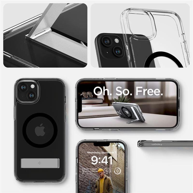 Etui Spigen Ultra Hybrid S MagSafe z podstawką do iPhone 15 Plus - czarne - obrazek 7
