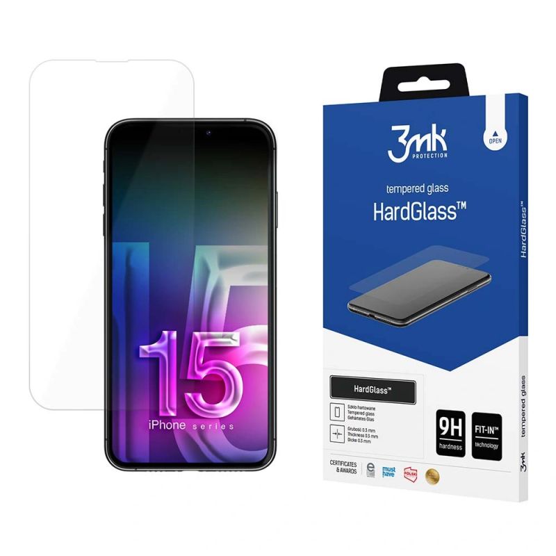 Szkło 9H 3mk HardGlass™ na iPhone 15 Plus