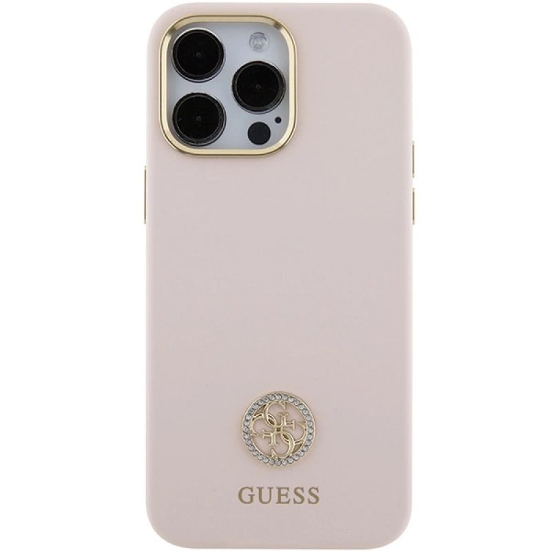 Etui Guess Silicone Logo Strass 4G na iPhone 15 Pro Max - różowe - obrazek 3