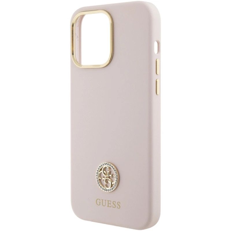 Etui Guess Silicone Logo Strass 4G na iPhone 15 Pro Max - różowe - obrazek 6
