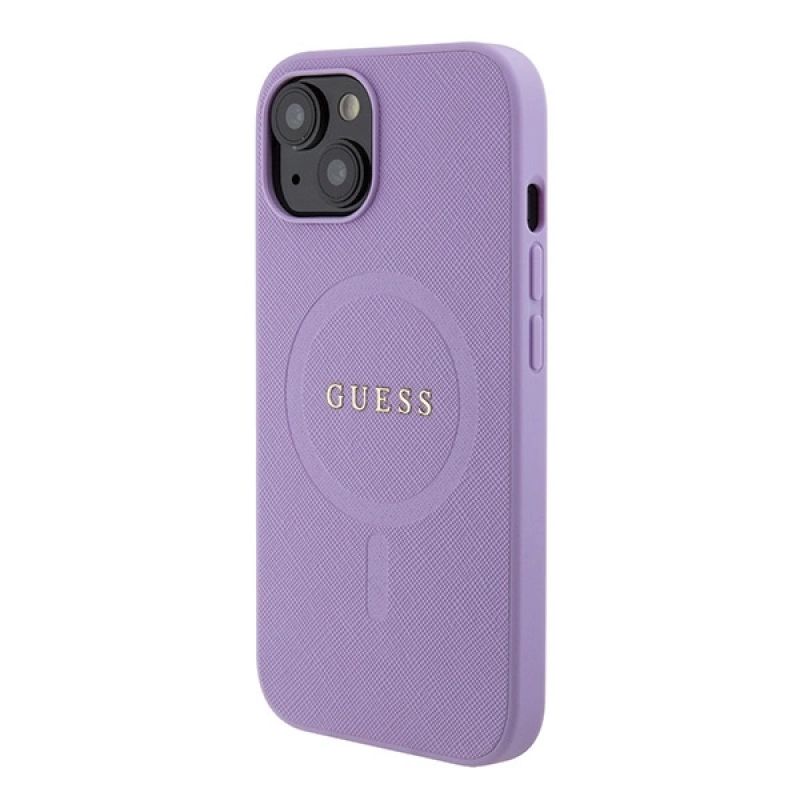Etui Guess Saffiano MagSafe do iPhone 15 Plus - fioletowe - obrazek 2