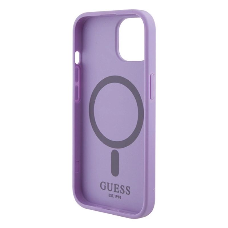 Etui Guess Saffiano MagSafe do iPhone 15 Plus - fioletowe - obrazek 7