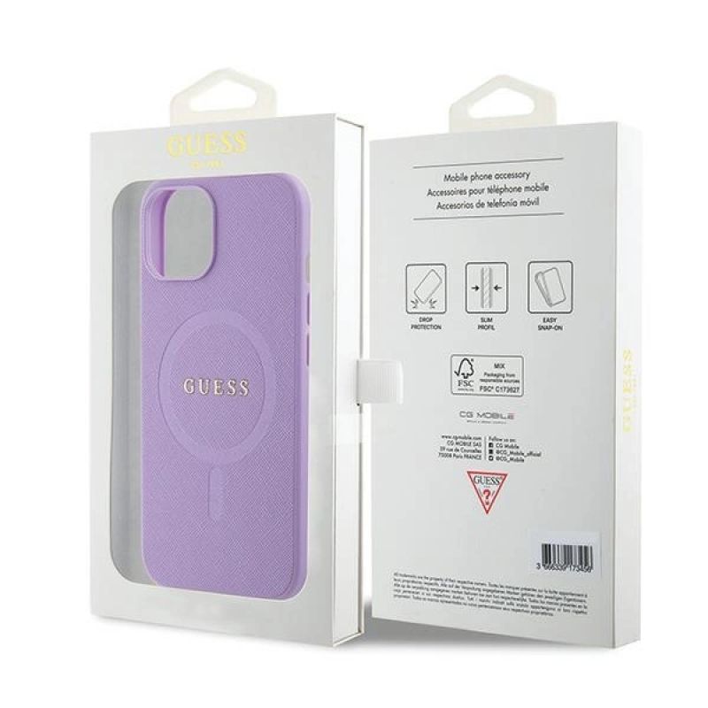 Etui Guess Saffiano MagSafe do iPhone 15 Plus - fioletowe - obrazek 8