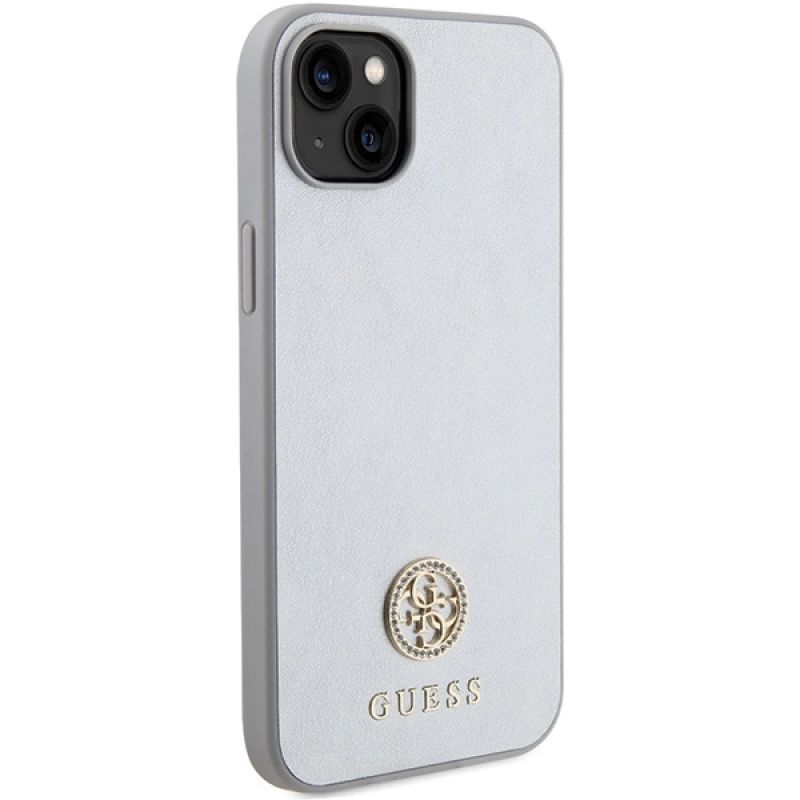 Etui Guess Strass Metal Logo do iPhone 15 Plus - srebrne - obrazek 4