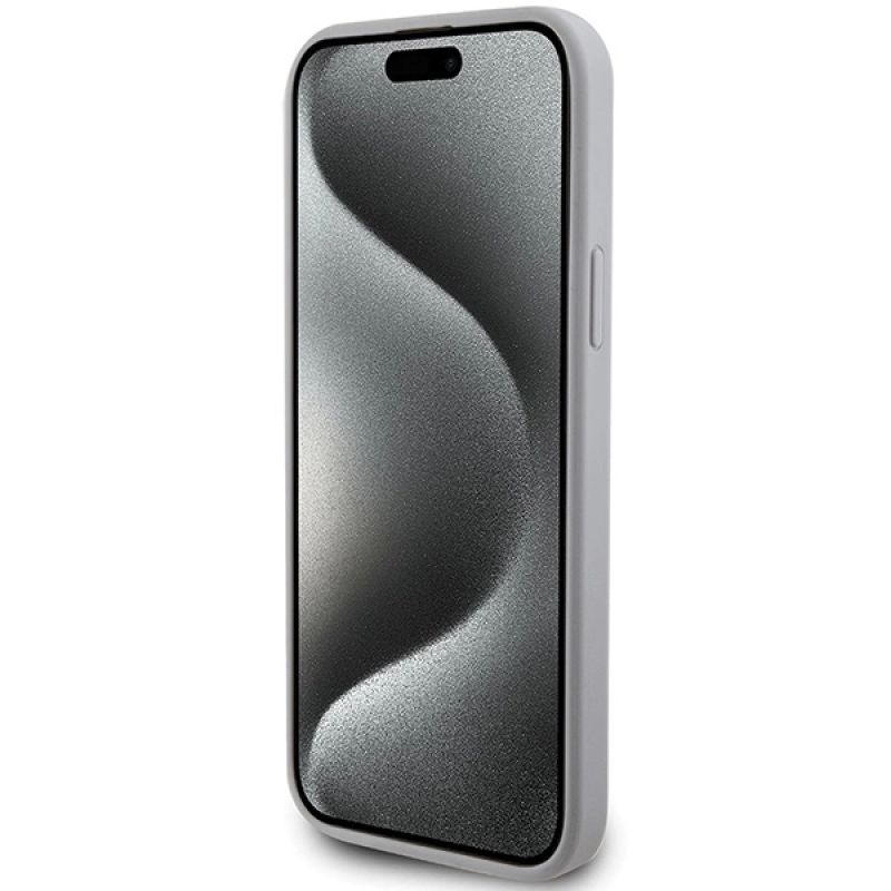 Etui Guess Strass Metal Logo do iPhone 15 Plus - srebrne - obrazek 5