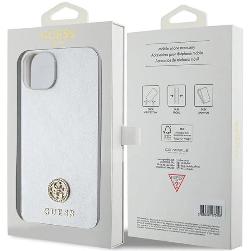 Etui Guess Strass Metal Logo do iPhone 15 Plus - srebrne - obrazek 8