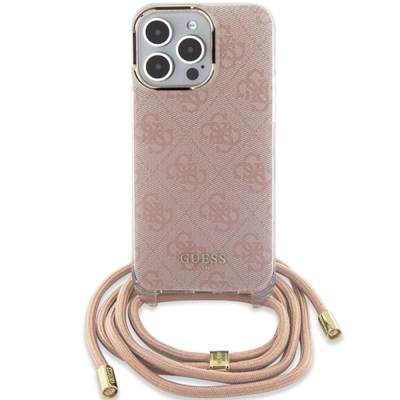 Etui Guess Crossbody Cord 4G Print na iPhone 15 Pro - różowe - obrazek 2