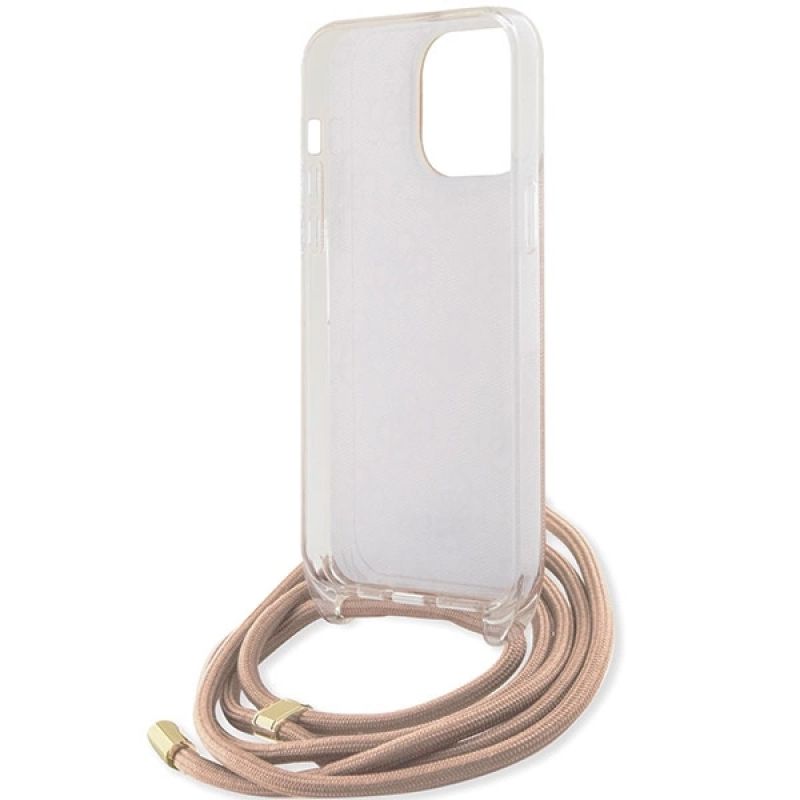 Etui Guess Crossbody Cord 4G Print na iPhone 15 Pro - różowe - obrazek 6