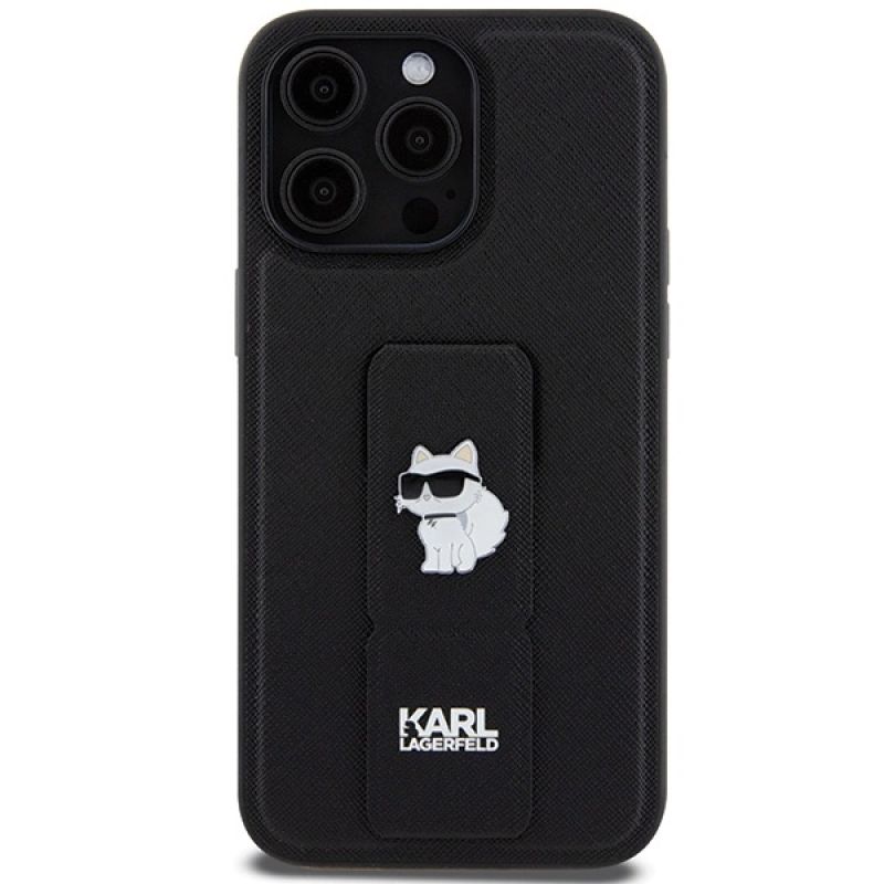 Etui Karl Lagerfeld Gripstand Saffiano Choupette Pins na iPhone 13 Pro Max - czarne - obrazek 3
