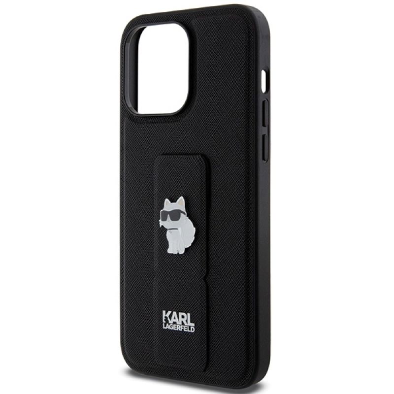 Etui Karl Lagerfeld Gripstand Saffiano Choupette Pins na iPhone 13 Pro Max - czarne - obrazek 6