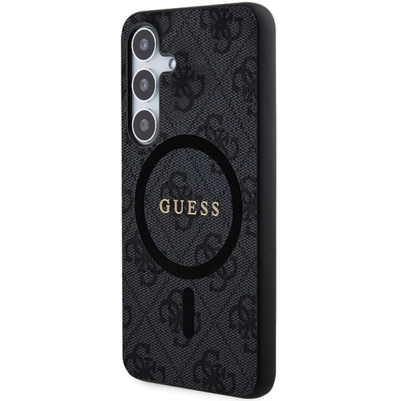 Etui Guess 4G Collection Leather Metal Logo MagSafe na Samsung Galaxy S24 - czarne