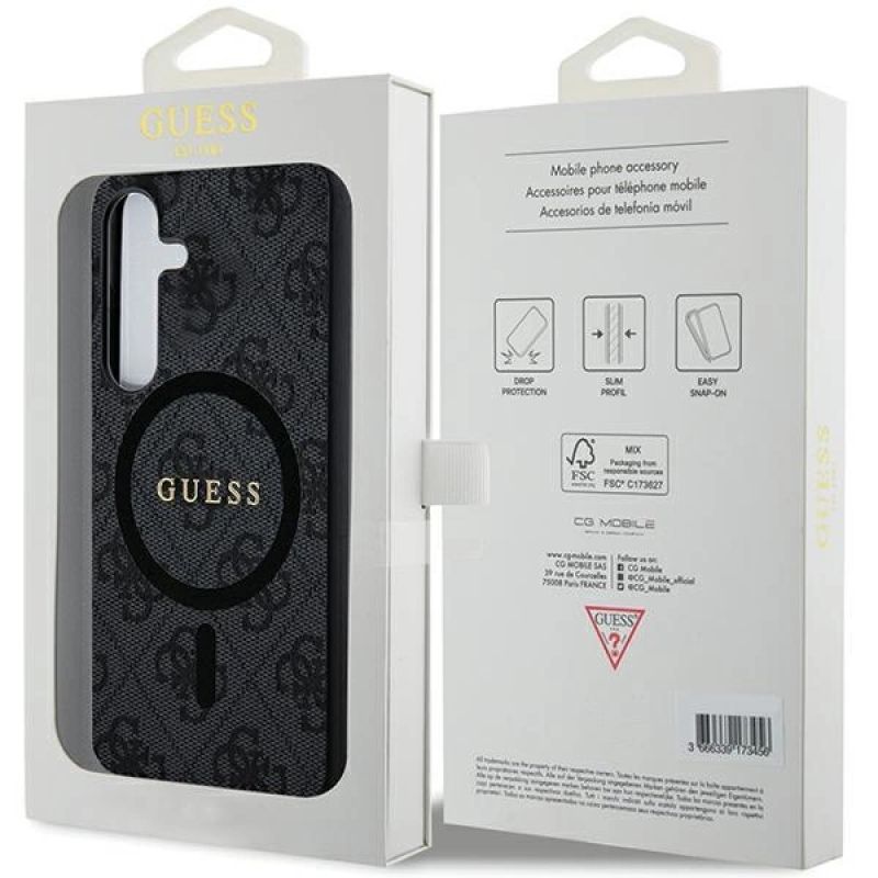 Etui Guess 4G Collection Leather Metal Logo MagSafe na Samsung Galaxy S24 - czarne - obrazek 7