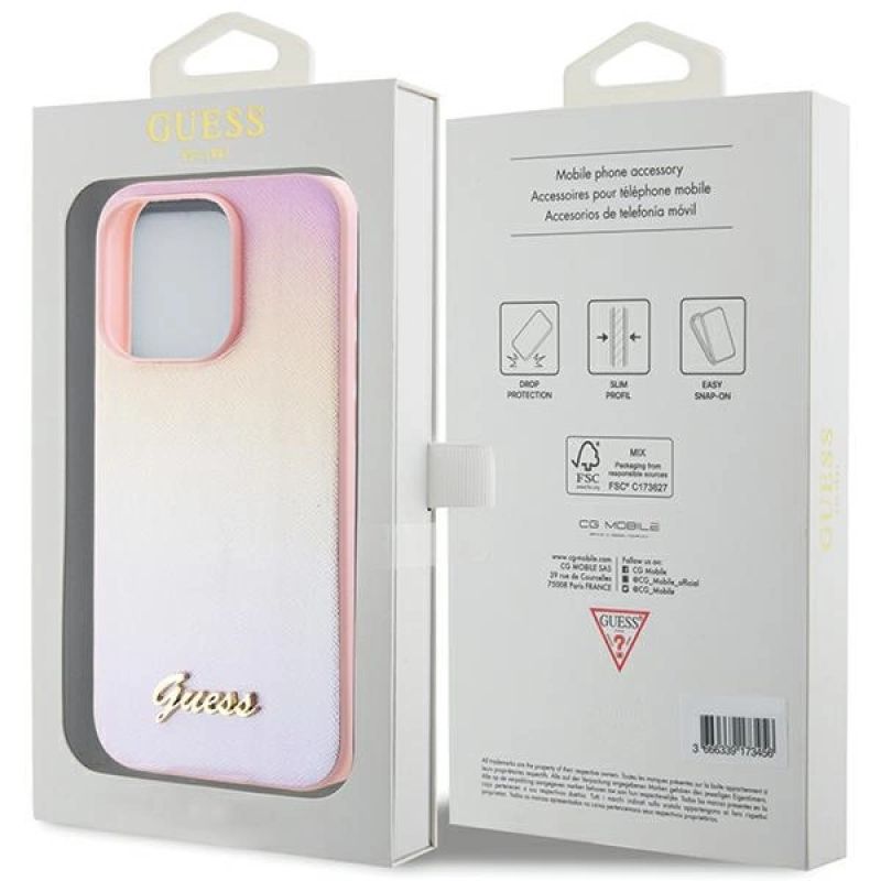 Etui Guess Saffiano Iridescent Script na iPhone 14 Pro Max - różowe - obrazek 8