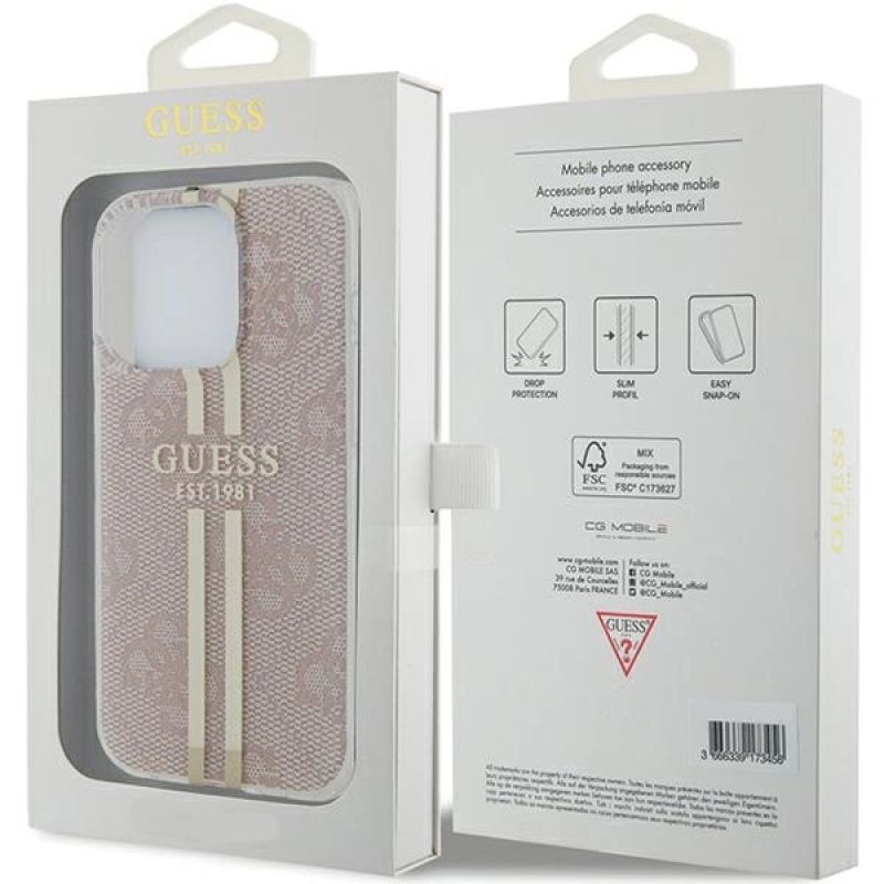 Etui Guess IML 4G Gold Stripe na iPhone 15 Pro - różowe - obrazek 8