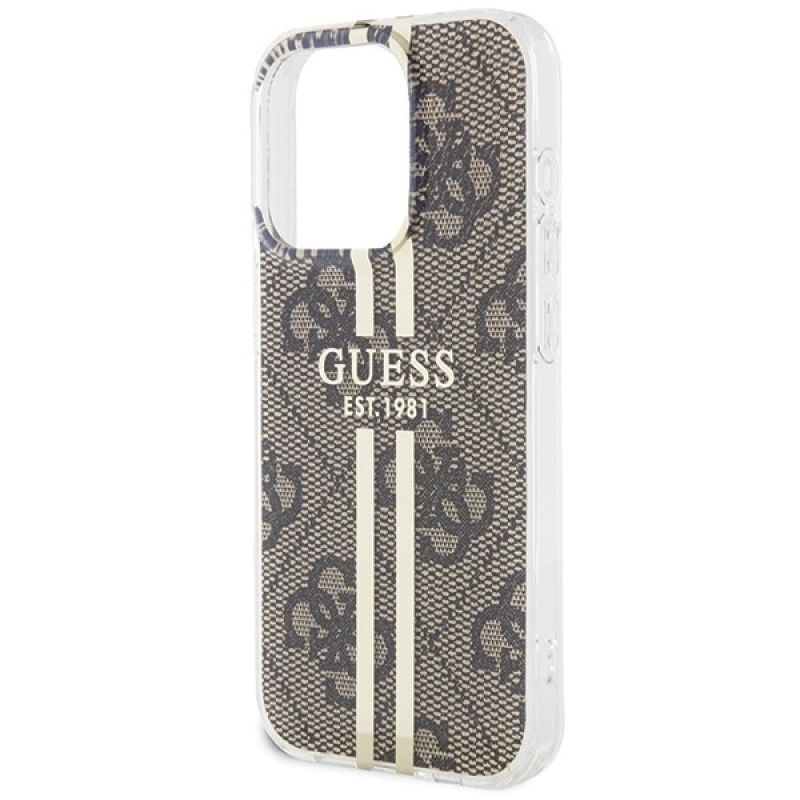 Etui Guess IML 4G Gold Stripe na iPhone 15 Pro - brązowe - obrazek 6