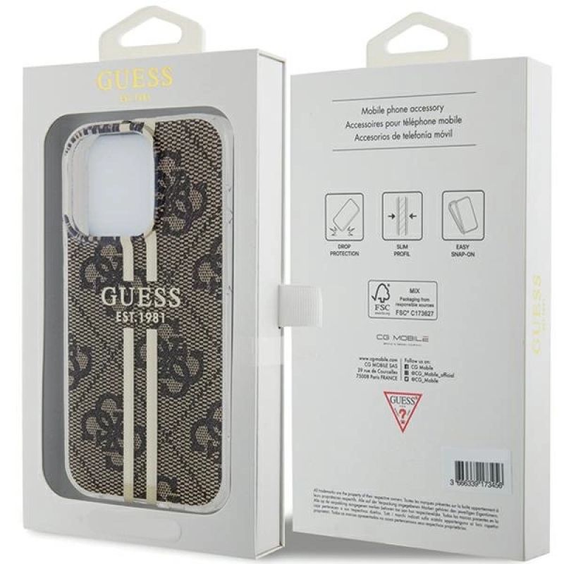 Etui Guess IML 4G Gold Stripe na iPhone 15 Pro - brązowe - obrazek 8