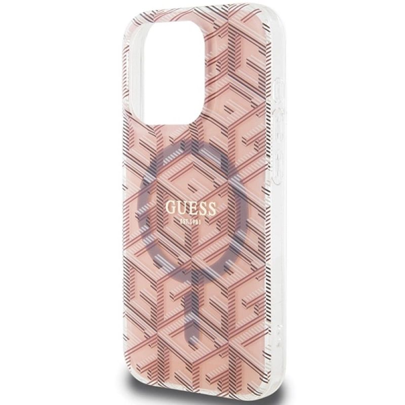 Etui Guess IML GCube MagSafe na iPhone 15 Pro - różowe - obrazek 6
