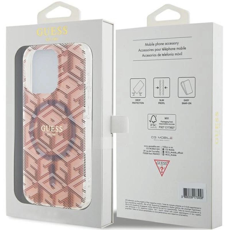 Etui Guess IML GCube MagSafe na iPhone 15 Pro - różowe - obrazek 8