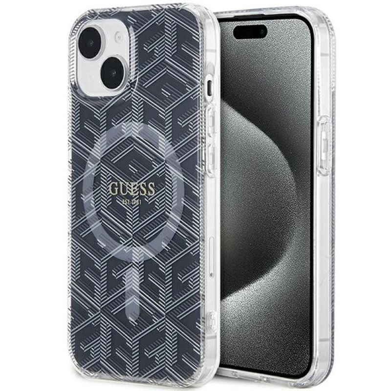 Etui Guess IML GCube MagSafe na iPhone 15 / 14 / 13 - czarne