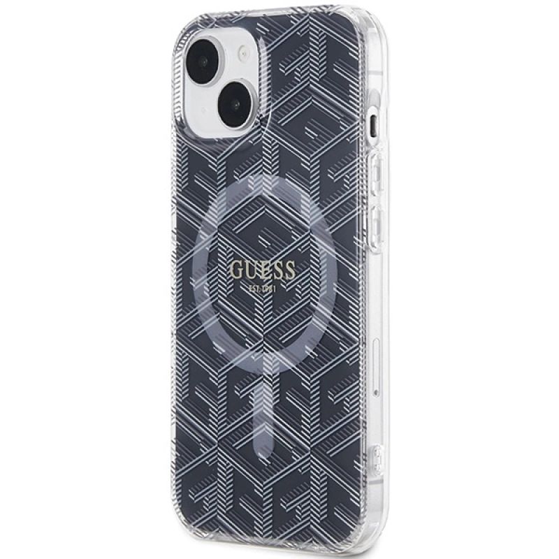 Etui Guess IML GCube MagSafe na iPhone 15 / 14 / 13 - czarne - obrazek 2