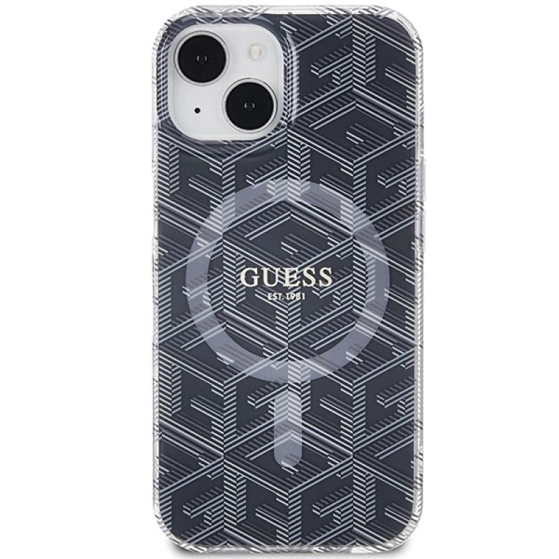 Etui Guess IML GCube MagSafe na iPhone 15 / 14 / 13 - czarne - obrazek 3